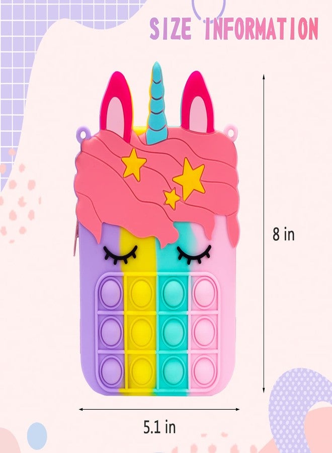civan Big Unicorn Pop Purse for Girl Pop Bag with Unicorn Pop Toy, Shoulder Bag Fidget Toys Pop Fidget Backpack Toy for Kids Backpack Silicone Bag Pop for Xmas Gift Girls - Image 3